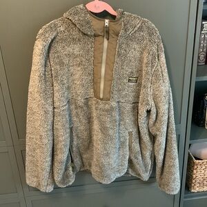 L.L. Bean Teddy Fleece Light Brown Pullover Sweater 1/4 Zip